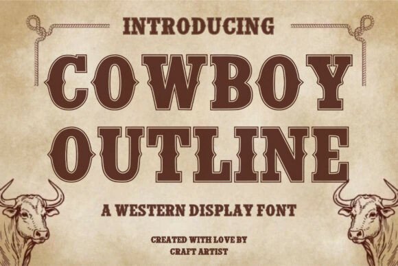 Cowboy Outline: A Bold Western Display Font for Impactful Campaigns
